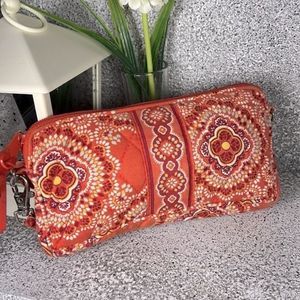 Vera Bradley Wristlet Red Paisley Pouch Bag Wallet